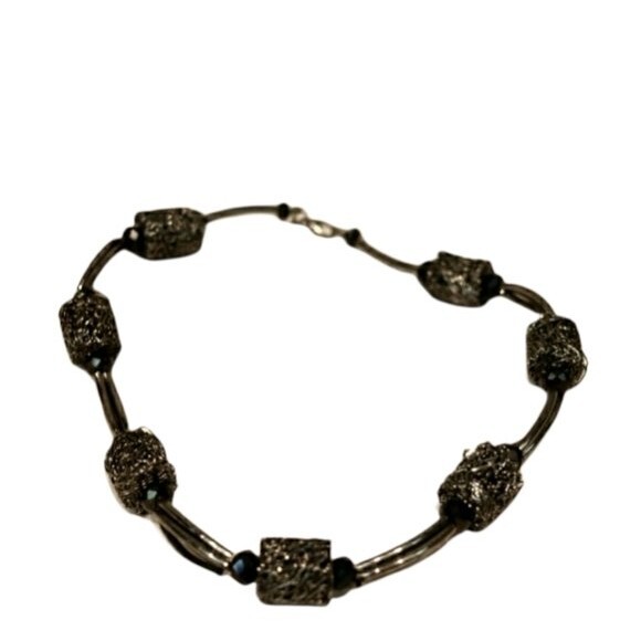 Chunky Metallic & Black Medal Necklace - Picture 1 of 10